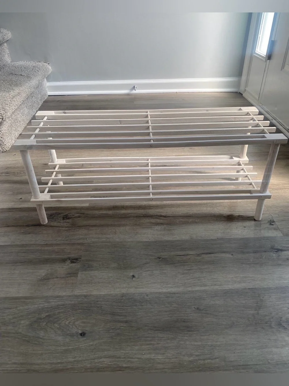 Wooden 2-Tier Shoe Rack Bench - Home Storage & Organization
